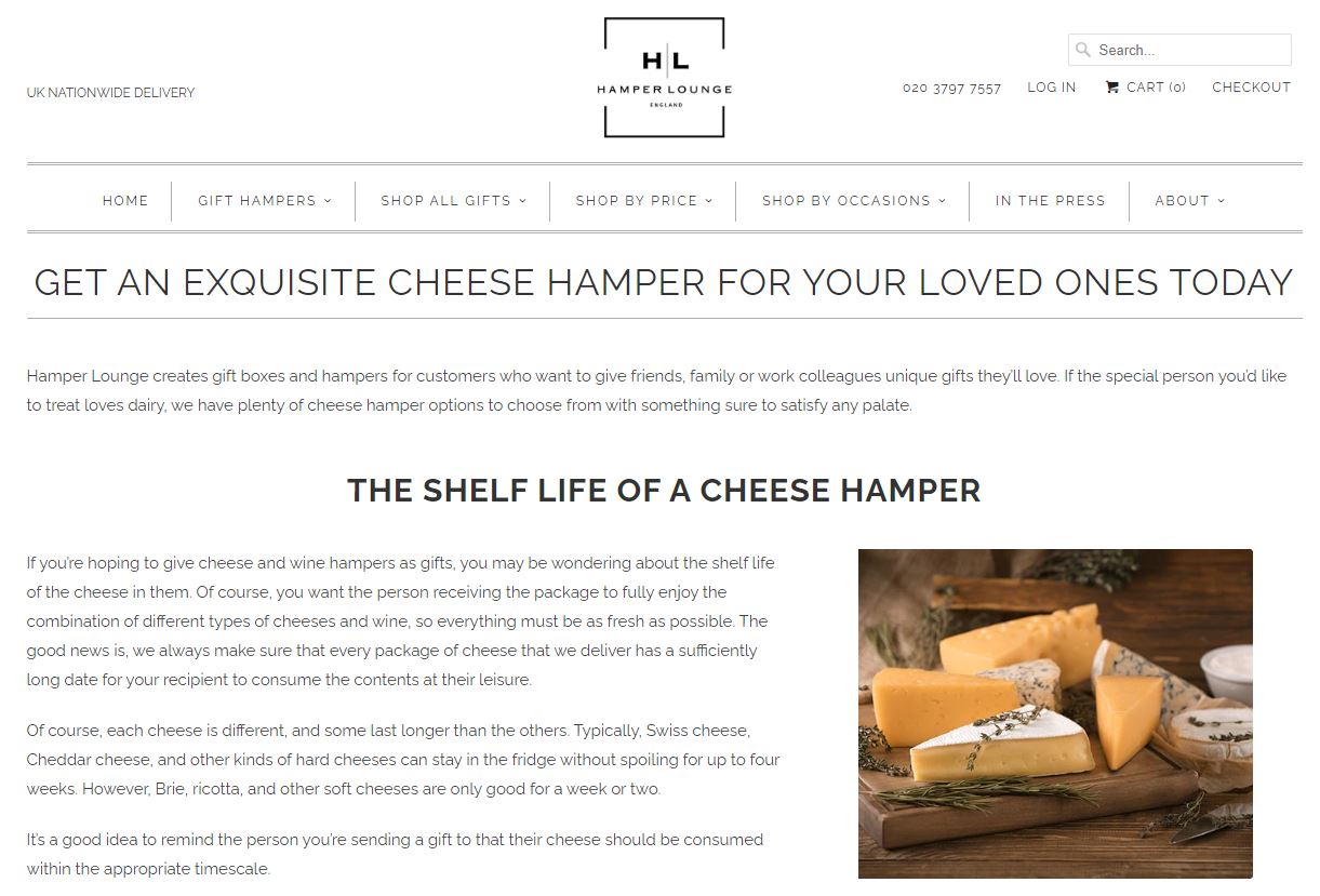 Buy Cheese Hampers Online at Hamper Lounge For All Occasions